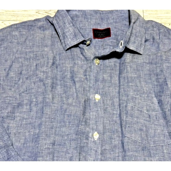 UNTUCKit Other - UNTUCKit Men's 100% Linen Button Down Shirt Solid Blue Long Sleeve XL XLARGE